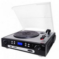 SuperSonic Turntable System w/ Speakers, Cassette- USB & SD Card Slots